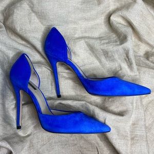 Zara Blue Suede D’orsay Pump